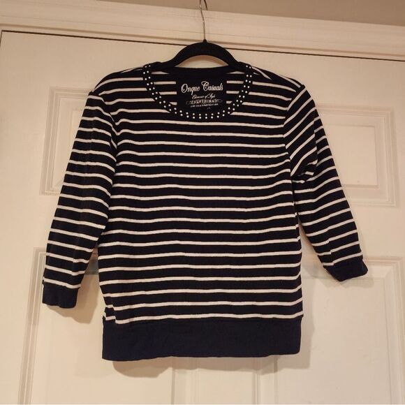Onque Casuals black and white striped gem detail top S - Picture 1 of 3